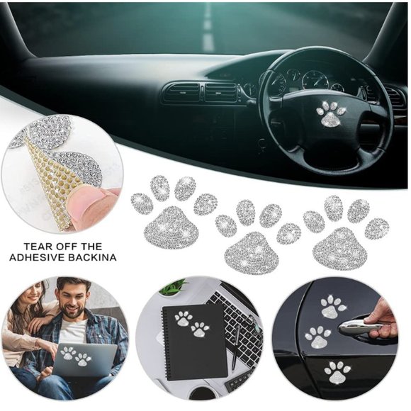 8pc Paw Print Interior Car Accessories Set - Picture 4 of 8